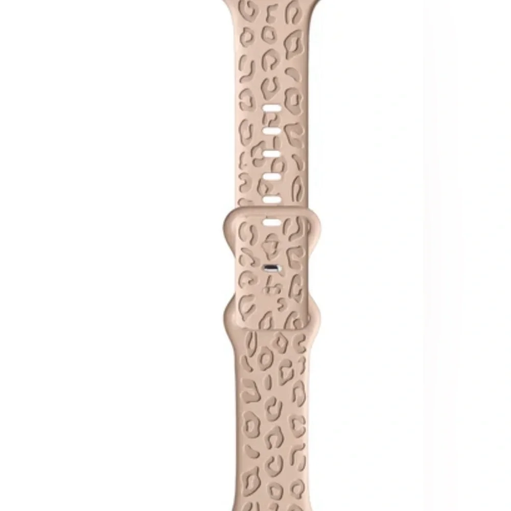 Leopard Print Silicone Apple Watch Band Neutral Tan Animal Print